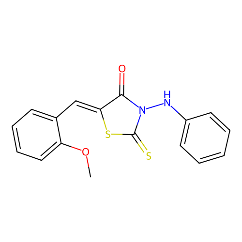 (Z)-5-(2-methoxybenzylidene)-3-(phenylamino)-2-thioxothiazolidin-4-one structure