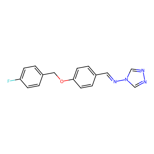 1-[4-[(4-fluorophenyl)methoxy]phenyl]-N-(1,2,4-triazol-4-yl)methanimine structure