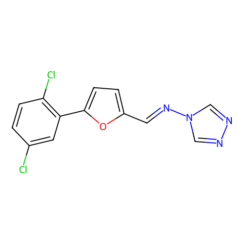 (E)-N-((5-(2,5-dichlorophenyl)furan-2-yl)methylene)-4H-1,2,4-triazol-4-amine structure