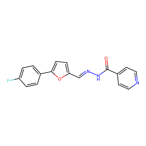 (E)-N'-((5-(4-fluorophenyl)furan-2-yl)methylene)isonicotinohydrazide structure