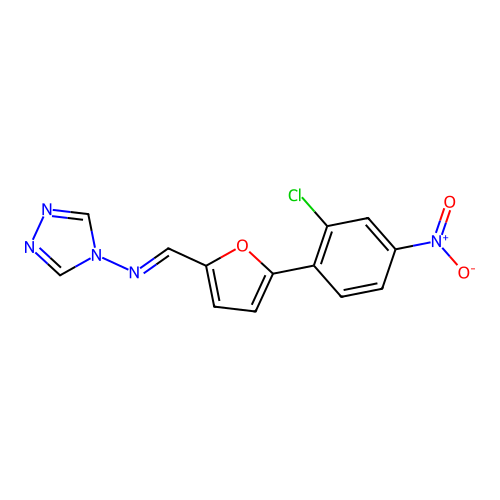 4-{[(5-{2-chloro-4-nitrophenyl}-2-furyl)methylene]amino}-4H-1,2,4-triazole structure