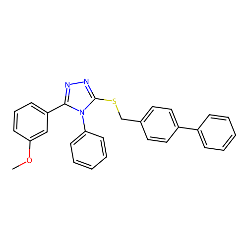3-[(biphenyl-4-ylmethyl)sulfanyl]-5-(3-methoxyphenyl)-4-phenyl-4H-1,2,4-triazole structure