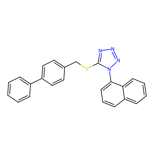 5-[(biphenyl-4-ylmethyl)sulfanyl]-1-(naphthalen-1-yl)-1H-tetrazole structure