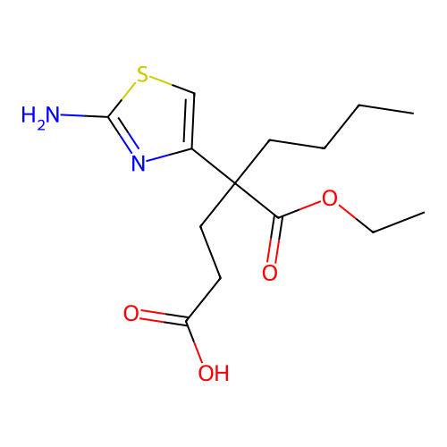 4-(2-Amino-1,3-thiazol-4-yl)-4-(ethoxycarbonyl)octanoic acid structure