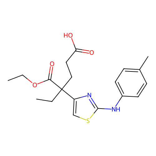 4-(Ethoxycarbonyl)-4-{2-[(4-methylphenyl)amino]-1,3-thiazol-4-yl}hexanoic acid structure