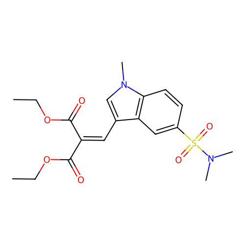 diethyl {[5-(dimethylsulfamoyl)-1-methyl-1H-indol-3-yl]methylidene}propanedioate structure