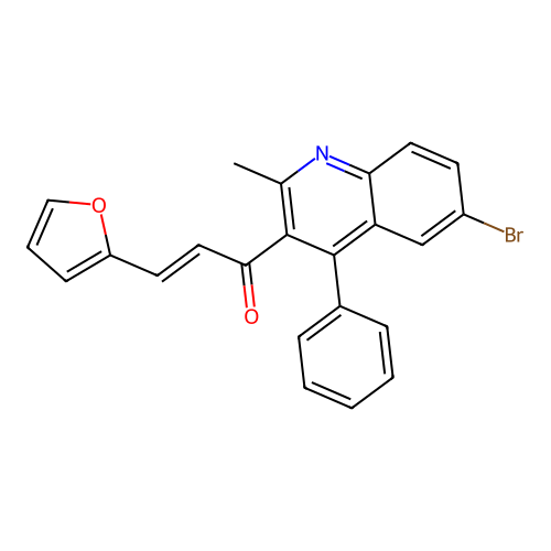 (E)-1-(6-bromo-2-methyl-4-phenylquinolin-3-yl)-3-(furan-2-yl)prop-2-en-1-one structure