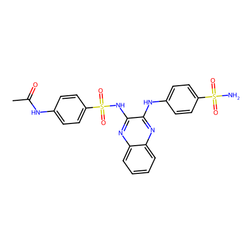 N-[4-[[3-(4-sulfamoylanilino)-2-quinoxalinyl]sulfamoyl]phenyl]acetamide structure
