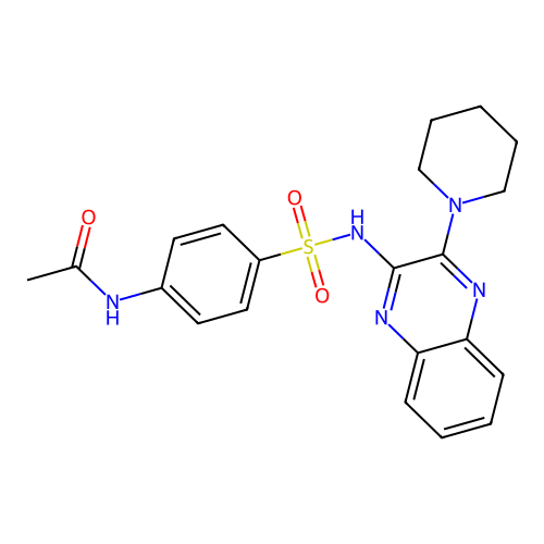 N-(4-(N-(3-(piperidin-1-yl)quinoxalin-2-yl)sulfamoyl)phenyl)acetamide structure