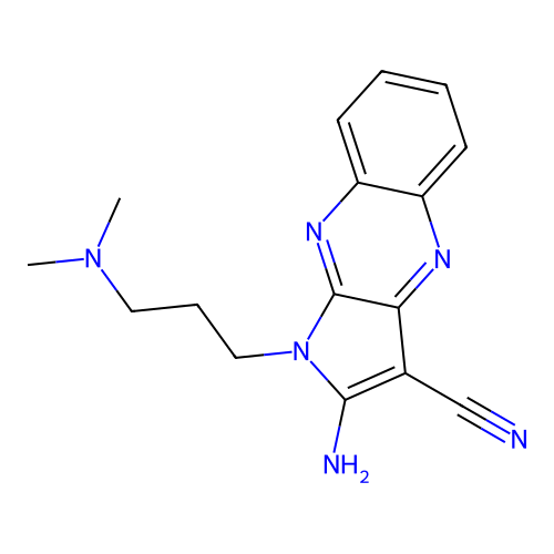 2-amino-1-(3-(dimethylamino)propyl)-1H-pyrrolo[2,3-b]quinoxaline-3-carbonitrile structure