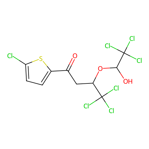 4,4,4-trichloro-1-(5-chlorothiophen-2-yl)-3-(2,2,2-trichloro-1-hydroxyethoxy)butan-1-one structure
