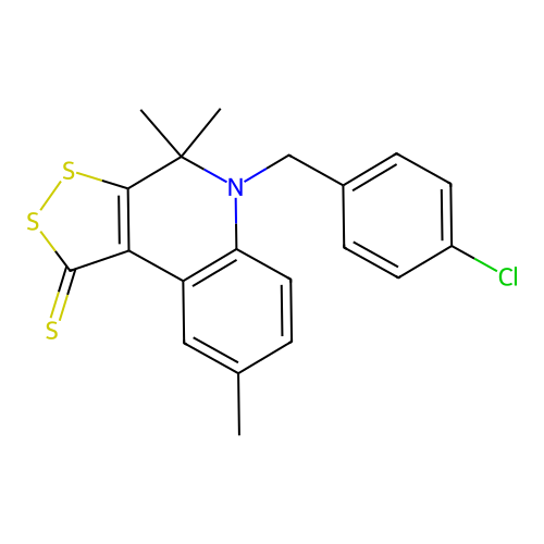 5-(4-chlorobenzyl)-4,4,8-trimethyl-4,5-dihydro-1H-[1,2]dithiolo[3,4-c]quinoline-1-thione structure
