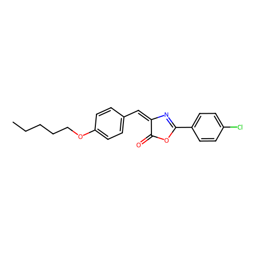 (4E)-2-(4-chlorophenyl)-4-[4-(pentyloxy)benzylidene]-1,3-oxazol-5(4H)-one structure