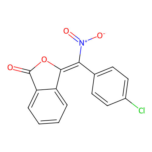 (Z)-3-((4-chlorophenyl)(nitro)methylene)isobenzofuran-1(3H)-one structure