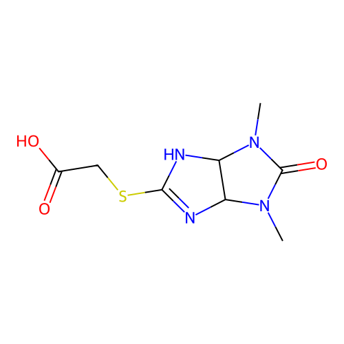2-[(4,6-dimethyl-5-oxo-3a,6a-dihydro-1H-imidazo[4,5-d]imidazol-2-yl)sulfanyl]acetic acid structure