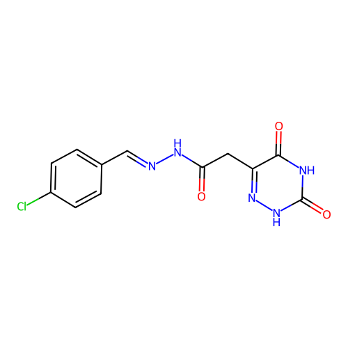 N'-[(E)-(4-chlorophenyl)methylidene]-2-(3,5-dioxo-2,3,4,5-tetrahydro-1,2,4-triazin-6-yl)acetohydrazide structure