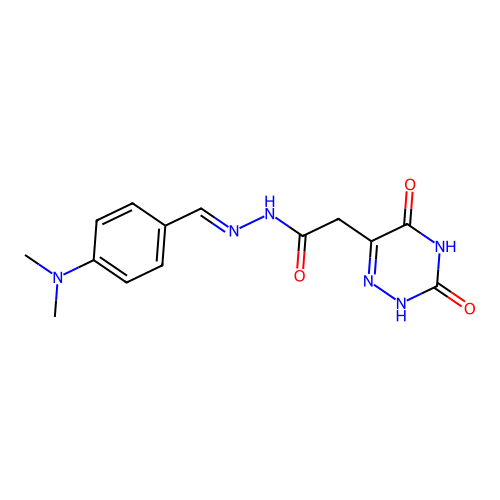 (E)-N'-(4-(dimethylamino)benzylidene)-2-(3,5-dioxo-2,3,4,5-tetrahydro-1,2,4-triazin-6-yl)acetohydrazide structure