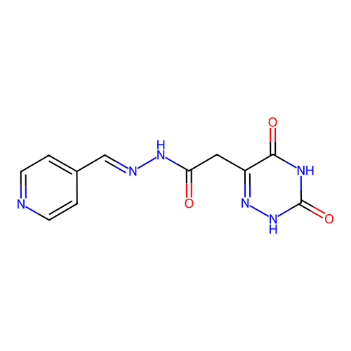 2-(3,5-dihydroxy-1,2,4-triazin-6-yl)-N'-[(E)-pyridin-4-ylmethylidene]acetohydrazide structure