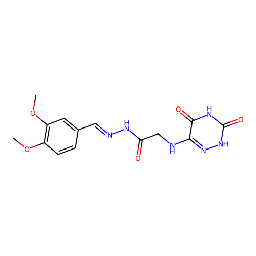 N-[(E)-(3,4-dimethoxyphenyl)methylideneamino]-2-[(3,5-dioxo-2H-1,2,4-triazin-6-yl)amino]acetamide structure