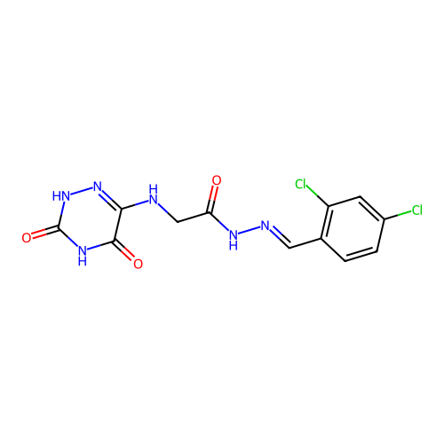 N'-[(E)-(2,4-DICHLOROPHENYL)METHYLIDENE]-2-[(3,5-DIOXO-2,3,4,5-TETRAHYDRO-1,2,4-TRIAZIN-6-YL)AMINO]ACETOHYDRAZIDE structure