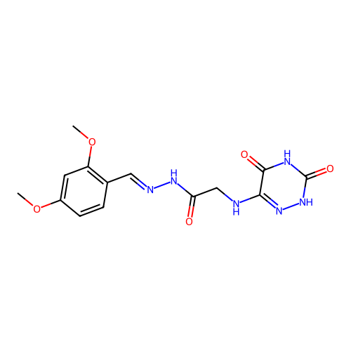 N-[(E)-(2,4-dimethoxyphenyl)methylideneamino]-2-[(3,5-dioxo-2H-1,2,4-triazin-6-yl)amino]acetamide structure