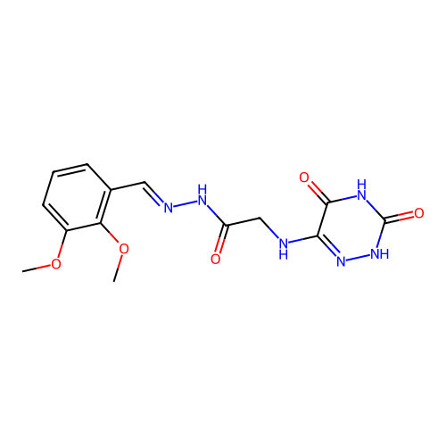 N-[(E)-(2,3-dimethoxyphenyl)methylideneamino]-2-[(3,5-dioxo-2H-1,2,4-triazin-6-yl)amino]acetamide structure