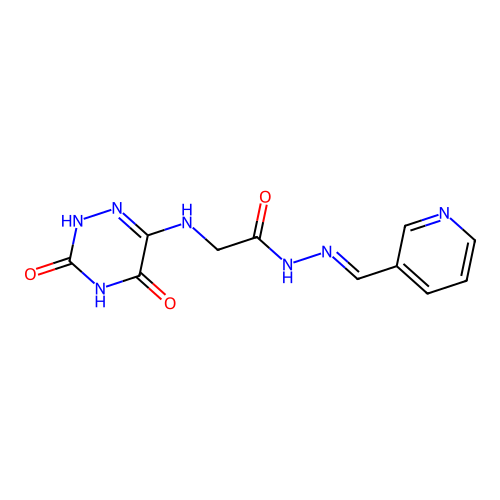 2-[(3,5-dioxo-2H-1,2,4-triazin-6-yl)amino]-N-[(E)-pyridin-3-ylmethylideneamino]acetamide structure