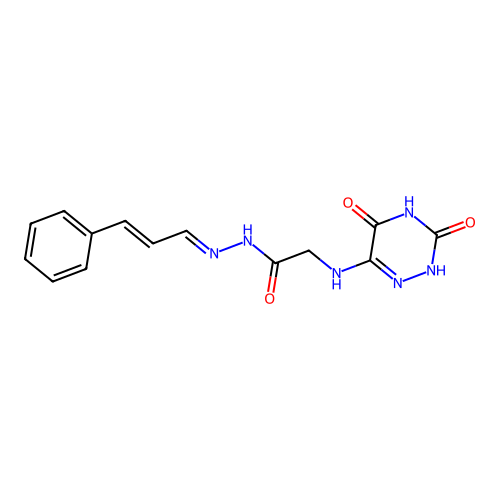 2-[(3,5-dioxo-2H-1,2,4-triazin-6-yl)amino]-N-[(E)-[(E)-3-phenylprop-2-enylidene]amino]acetamide structure