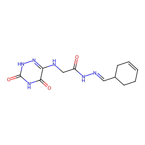 (E)-N'-(cyclohex-3-en-1-ylmethylene)-2-((3,5-dioxo-2,3,4,5-tetrahydro-1,2,4-triazin-6-yl)amino)acetohydrazide structure
