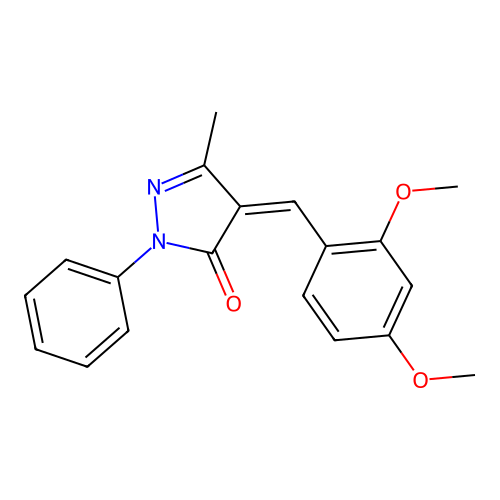 (4Z)-4-(2,4-dimethoxybenzylidene)-5-methyl-2-phenyl-2,4-dihydro-3H-pyrazol-3-one structure