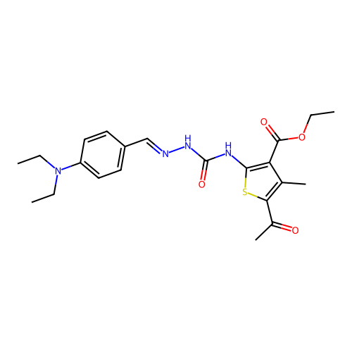 (E)-ethyl 5-acetyl-2-(2-(4-(diethylamino)benzylidene)hydrazinecarboxamido)-4-methylthiophene-3-carboxylate structure