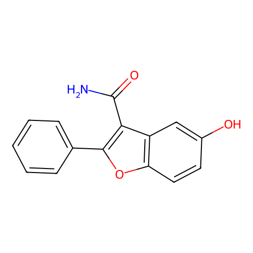 5-Hydroxy-2-phenyl-1-benzofuran-3-carboxamide structure