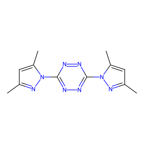 3,6-Bis(3,5-dimethyl-1H-pyrazol-1-yl)-1,2,4,5-tetrazine structure