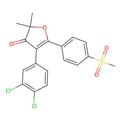 4-(3,4-dichlorophenyl)-2,2-dimethyl-5-(4-(methylsulfonyl)phenyl)furan-3(2H)-one structure