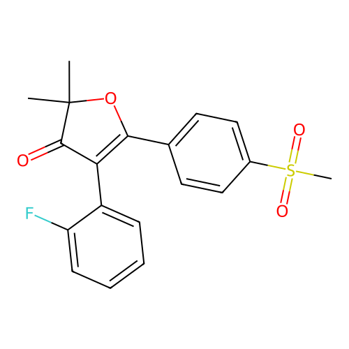 4-(2-fluorophenyl)-2,2-dimethyl-5-(4-(methylsulfonyl)phenyl)furan-3(2H)-one structure