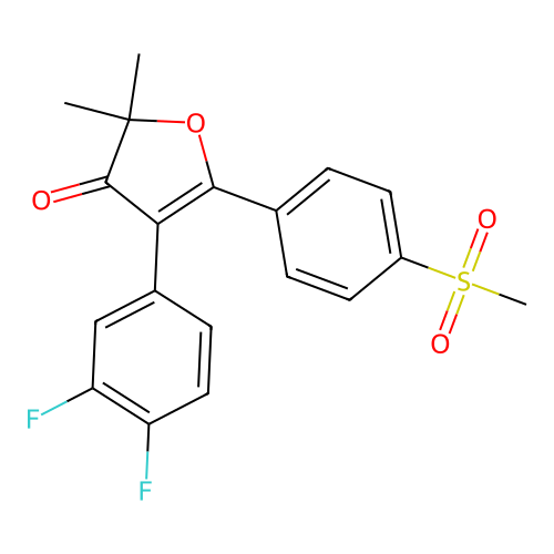 4-(3,4-difluorophenyl)-2,2-dimethyl-5-(4-(methylsulfonyl)phenyl)furan-3(2H)-one structure