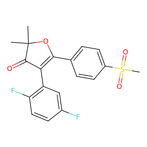 4-(2,5-difluorophenyl)-2,2-dimethyl-5-(4-(methylsulfonyl)phenyl)furan-3(2H)-one structure