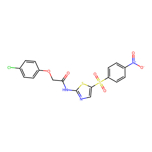 2-(4-Chlorophenoxy)-N-[5-(4-nitrobenzene-1-sulfonyl)-1,3-thiazol-2-yl]acetamide structure