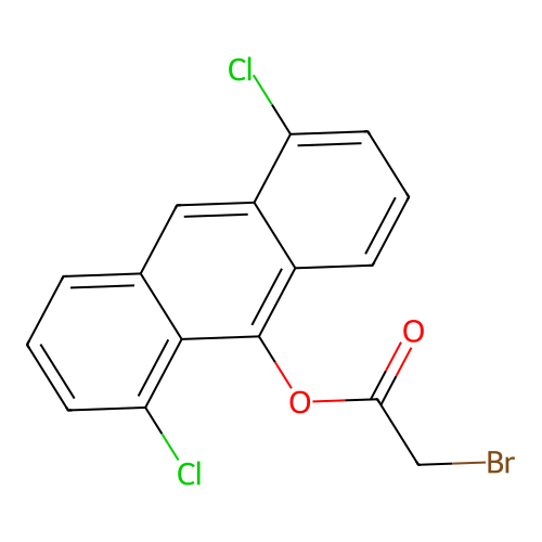Acetic acid, bromo-, 1,5-dichloro-9-anthracenyl ester structure