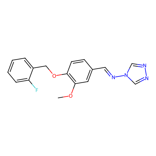 N-[(E)-{4-[(2-fluorobenzyl)oxy]-3-methoxyphenyl}methylidene]-4H-1,2,4-triazol-4-amine structure