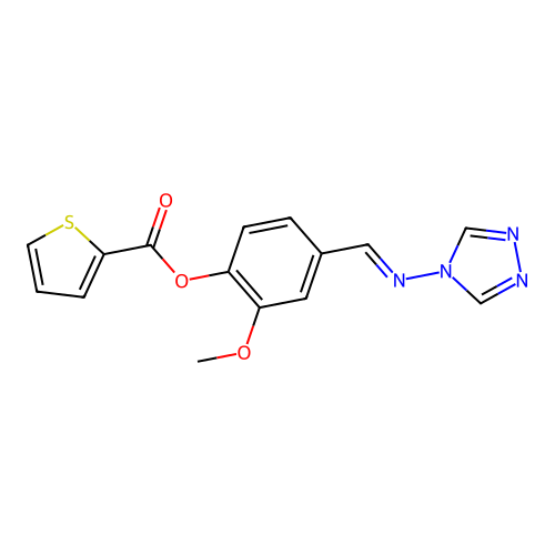 2-methoxy-4-[(4H-1,2,4-triazol-4-ylimino)methyl]phenyl 2-thiophenecarboxylate structure