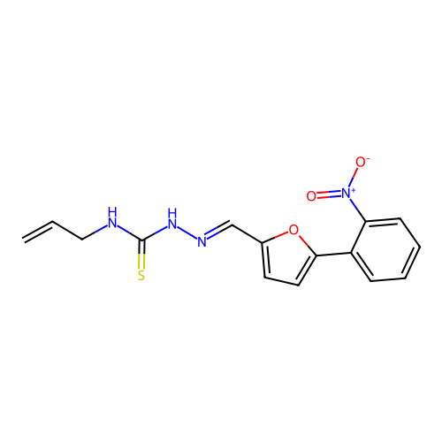 (E)-N-allyl-2-((5-(2-nitrophenyl)furan-2-yl)methylene)hydrazinecarbothioamide structure