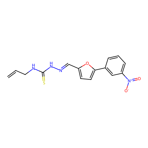 (E)-N-allyl-2-((5-(3-nitrophenyl)furan-2-yl)methylene)hydrazinecarbothioamide structure