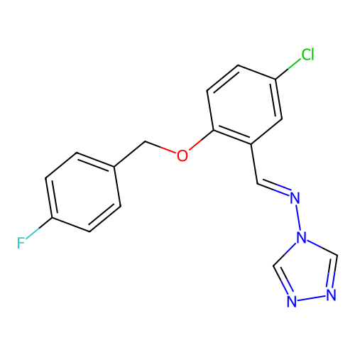 N-[(E)-{5-chloro-2-[(4-fluorobenzyl)oxy]phenyl}methylidene]-4H-1,2,4-triazol-4-amine structure