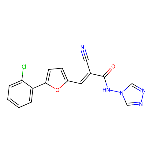 (E)-3-(5-(2-chlorophenyl)furan-2-yl)-2-cyano-N-(4H-1,2,4-triazol-4-yl)acrylamide structure