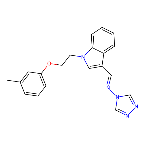 N-[(E)-{1-[2-(3-methylphenoxy)ethyl]-1H-indol-3-yl}methylidene]-4H-1,2,4-triazol-4-amine structure