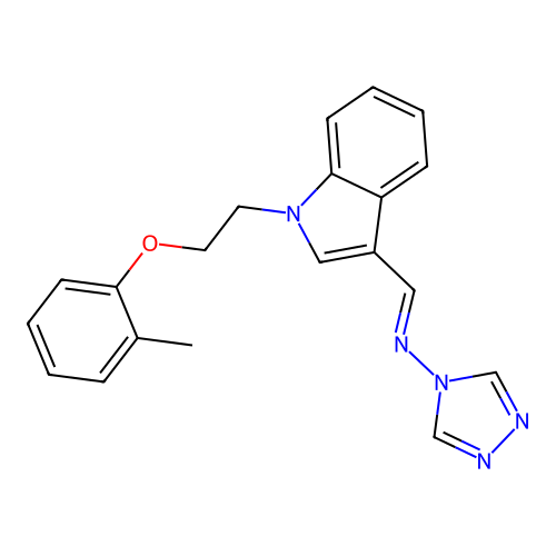 N-[(E)-{1-[2-(2-methylphenoxy)ethyl]-1H-indol-3-yl}methylidene]-4H-1,2,4-triazol-4-amine structure