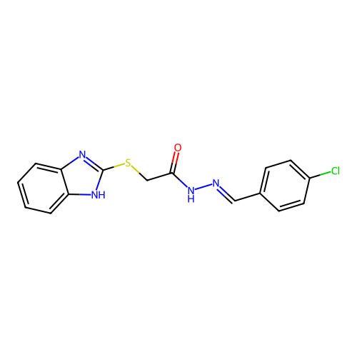 2-(1H-benzimidazol-2-ylsulfanyl)-N'-[(E)-(4-chlorophenyl)methylidene]acetohydrazide structure