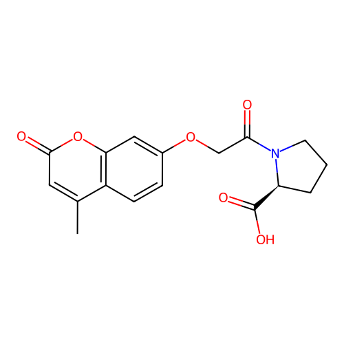 (S)-1-(2-((4-methyl-2-oxo-2H-chromen-7-yl)oxy)acetyl)pyrrolidine-2-carboxylic acid structure