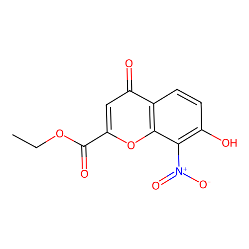 4H-1-Benzopyran-2-carboxylic acid, 7-hydroxy-8-nitro-4-oxo-, ethyl ester structure